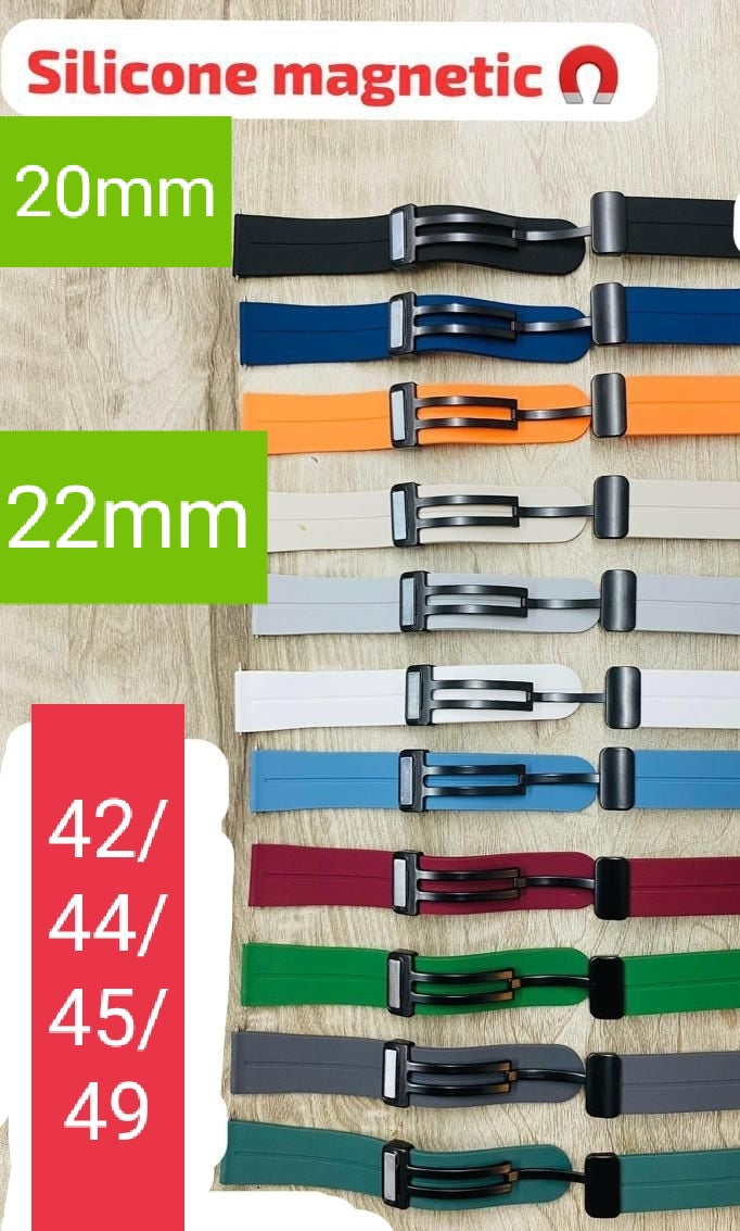 SILICON-MAGNETIC SMART WATCH BELT 20mm, 22mm, 42/44/45/49mm multi colors