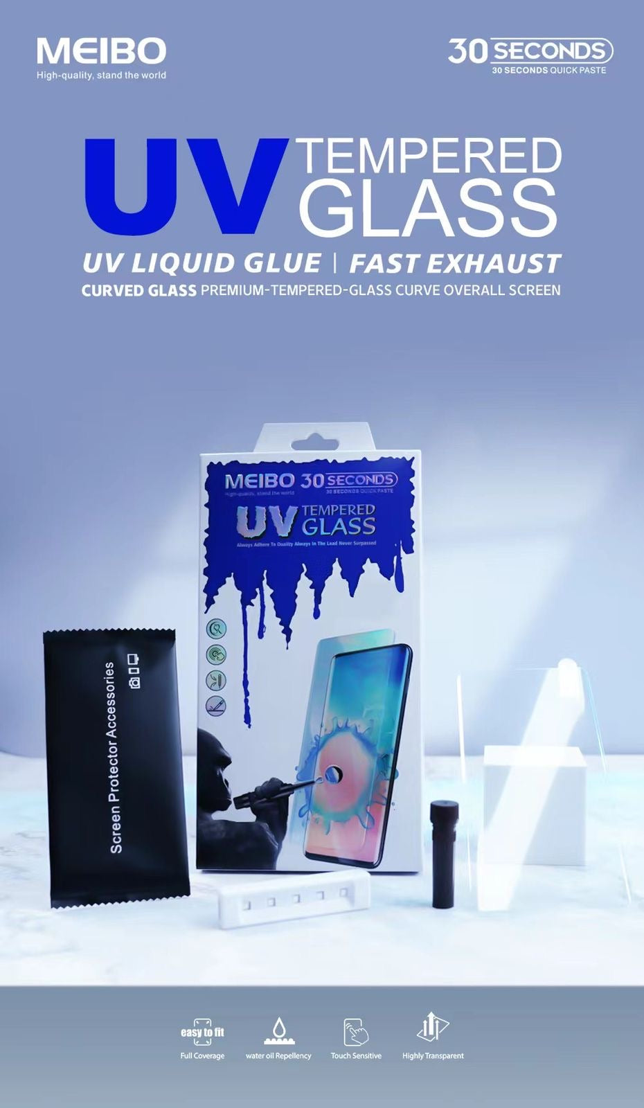 Meibo UV Tempar Glass 9D curve Surface