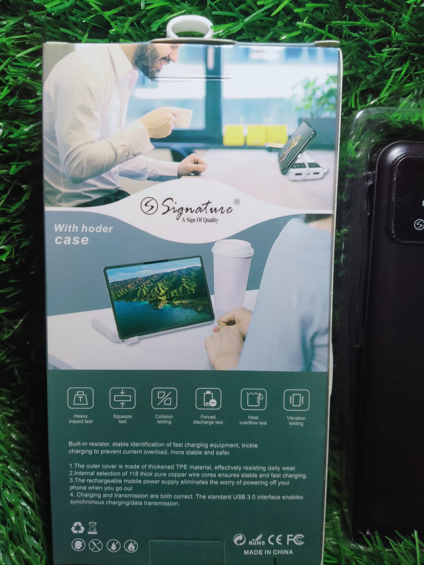 SIGNATURE powerbank 10kmAh,with mobile stand multi charging cable sigbank-1