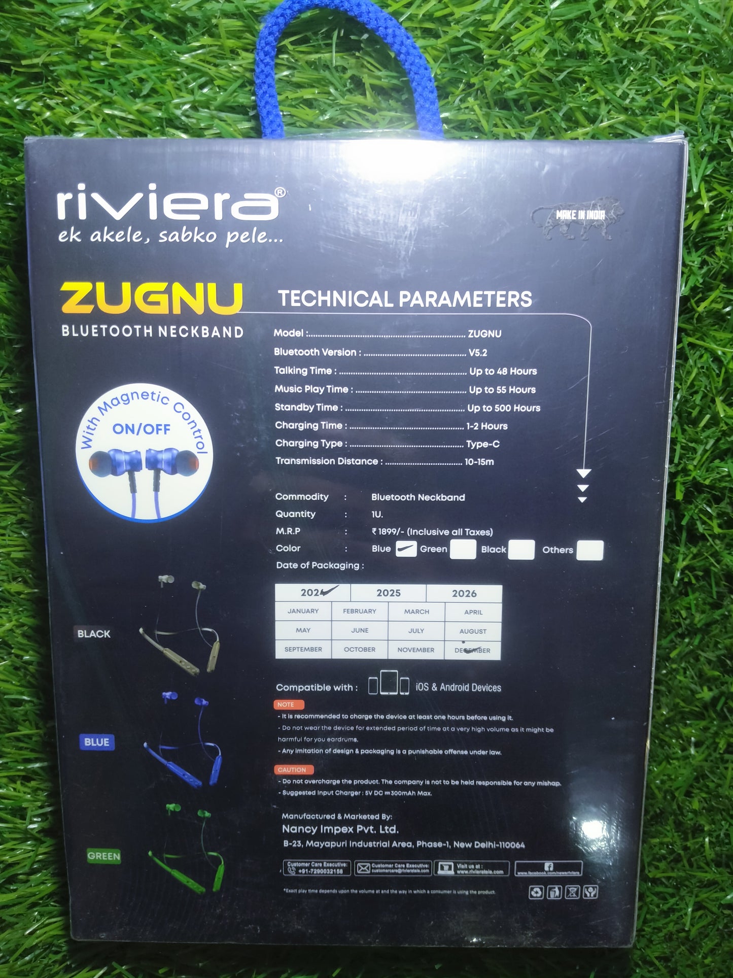 Riviera ZUGNU ,MEG ON OFF Bluetooth Neckband