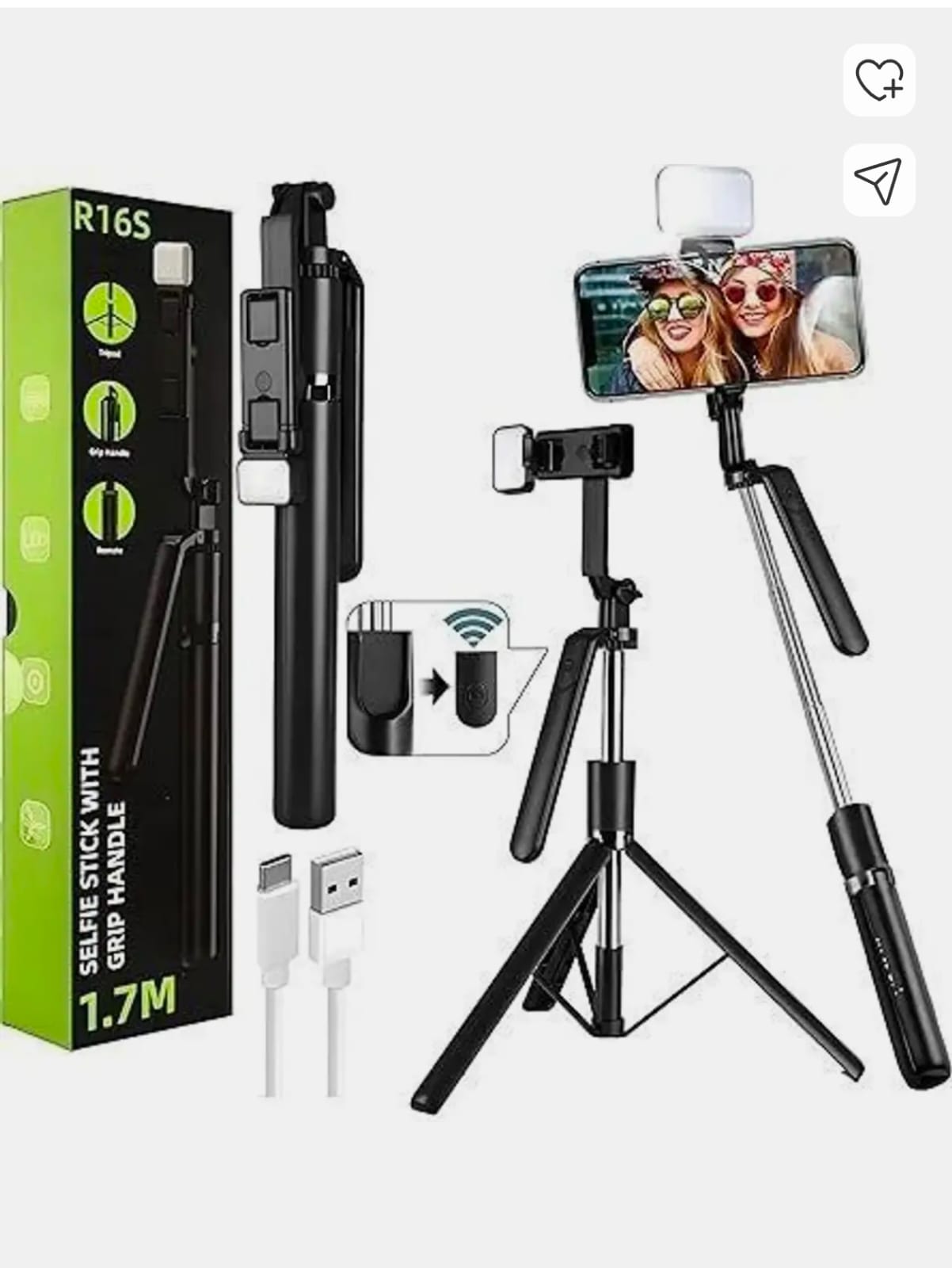 R16S Selfie Stick With Grip Handle