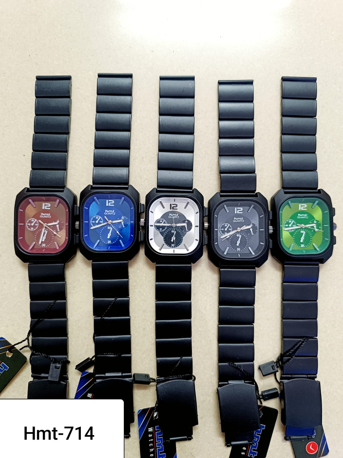 HMT-714 Luxury Multi-Dial Look Black Chain Watch