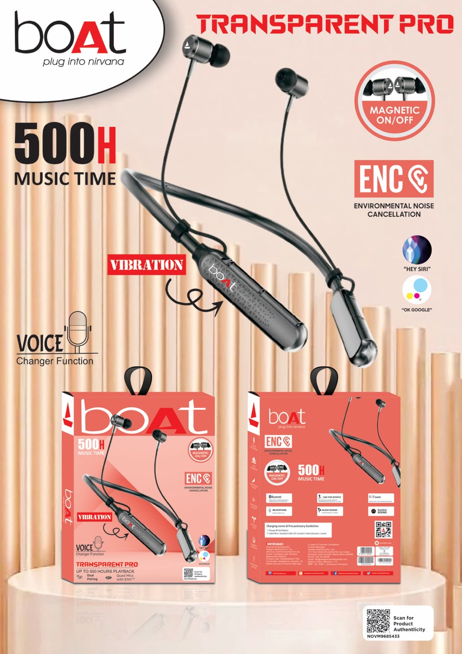 Boat Transparent Pro Vibration Neckband
