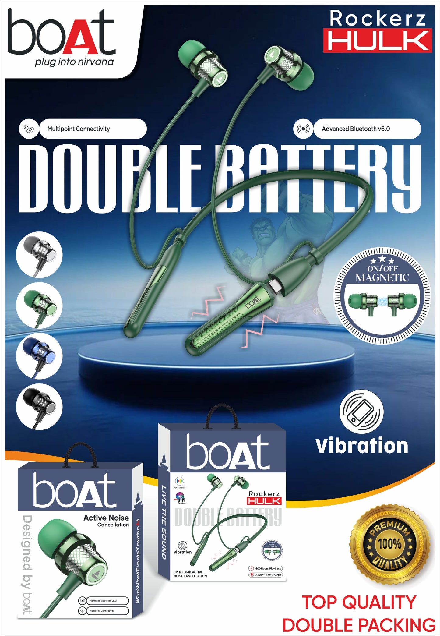 Boat HULK Dobule Battery Neckband