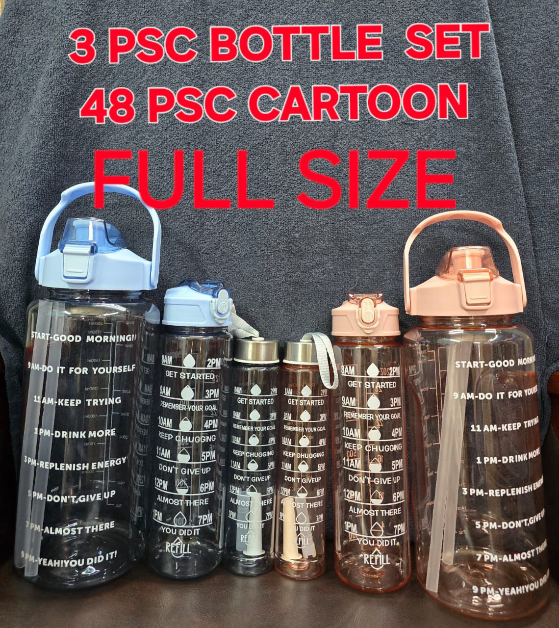 3in1 Plastic Motivational Bottle Set