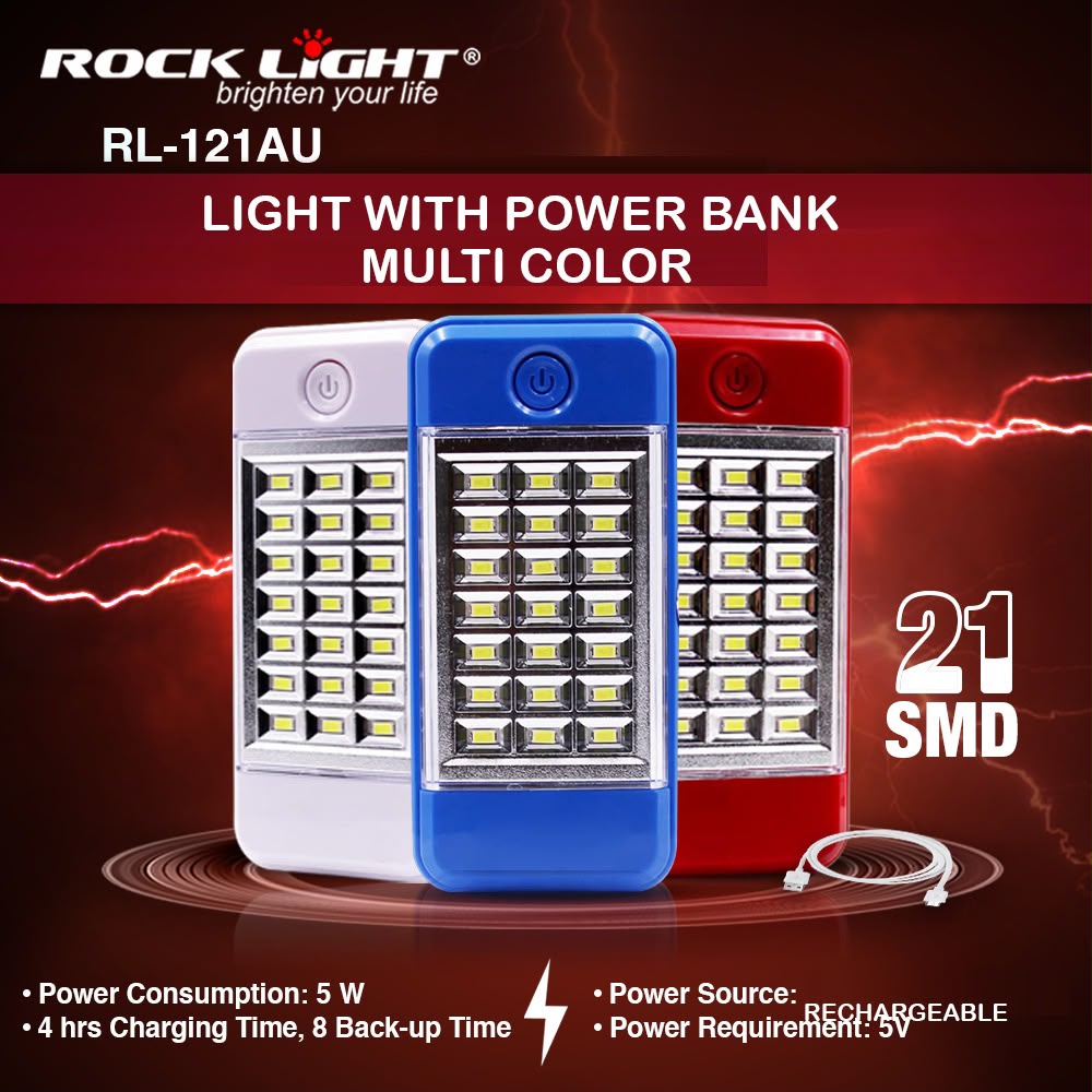 Rock light RL-121AU light With power Bank Multi Colour