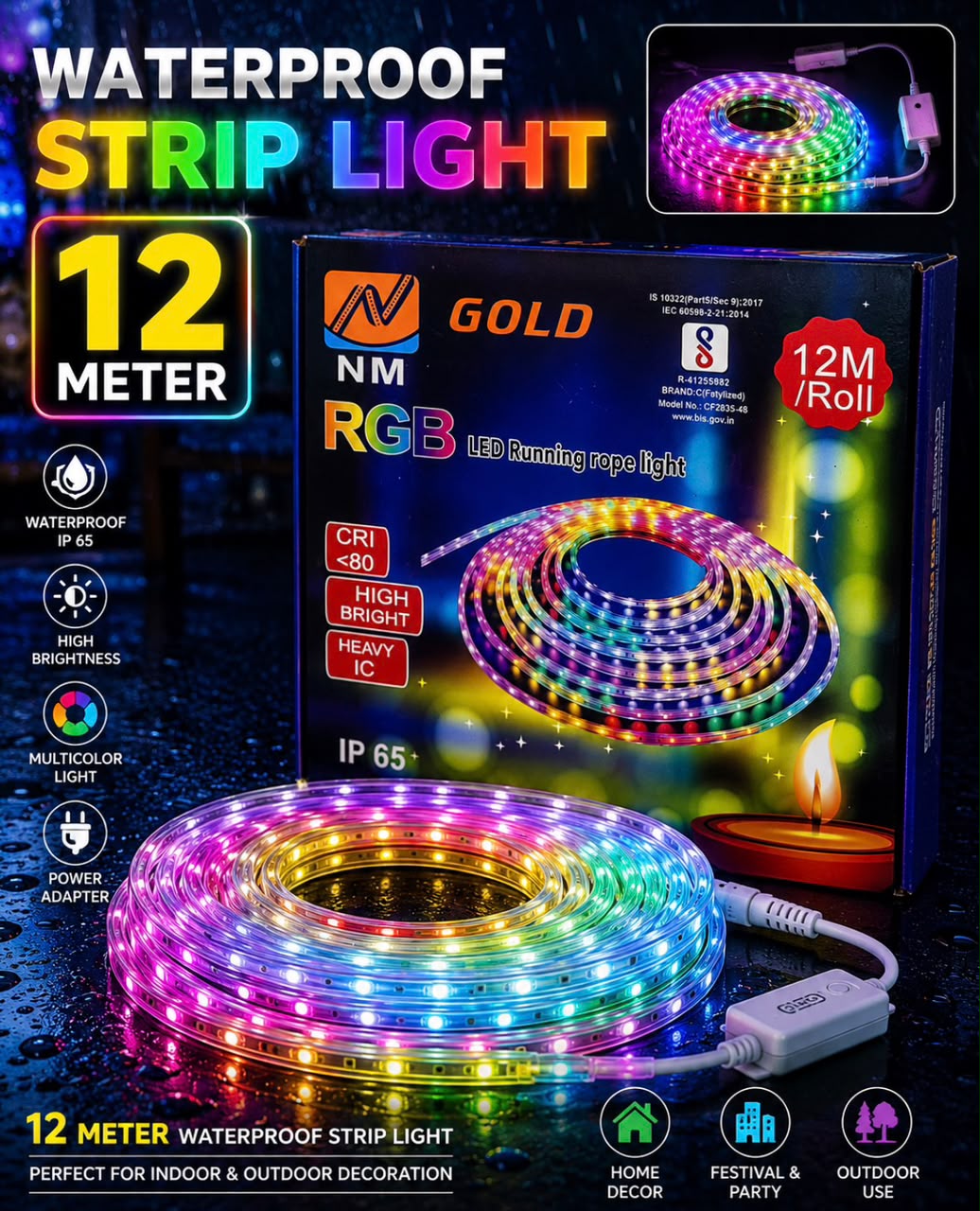 RGB LED Running Rope Light (12M Roll )