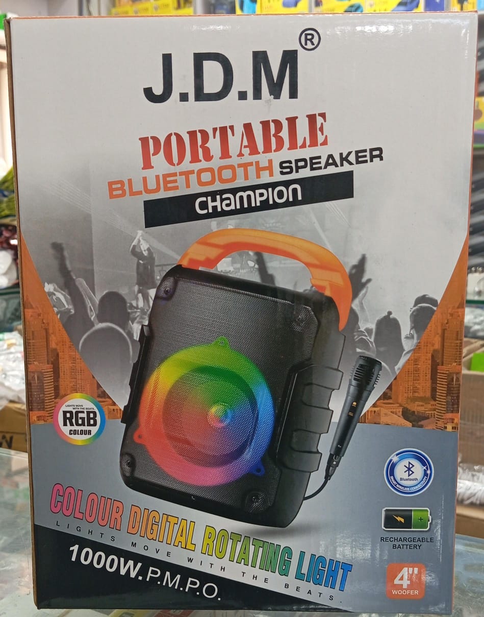 JDM Champion Portable Bluetooth Speaker with RGB Light & Microphone