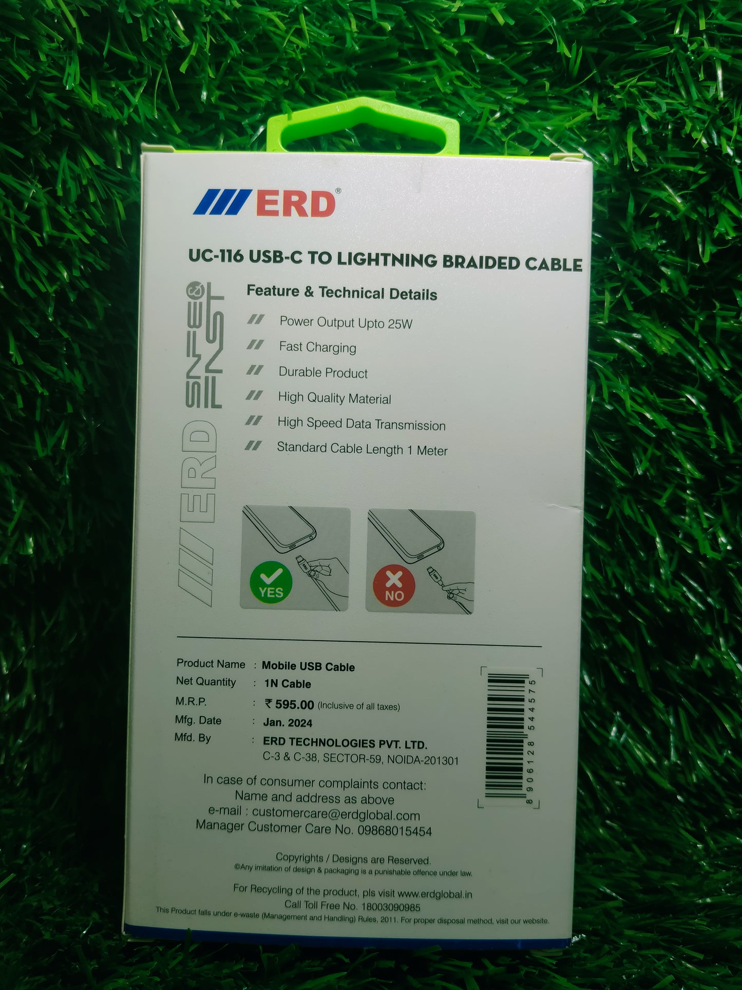 ERD UC-116 braided USB-C TO IPHONE CABLE 25W