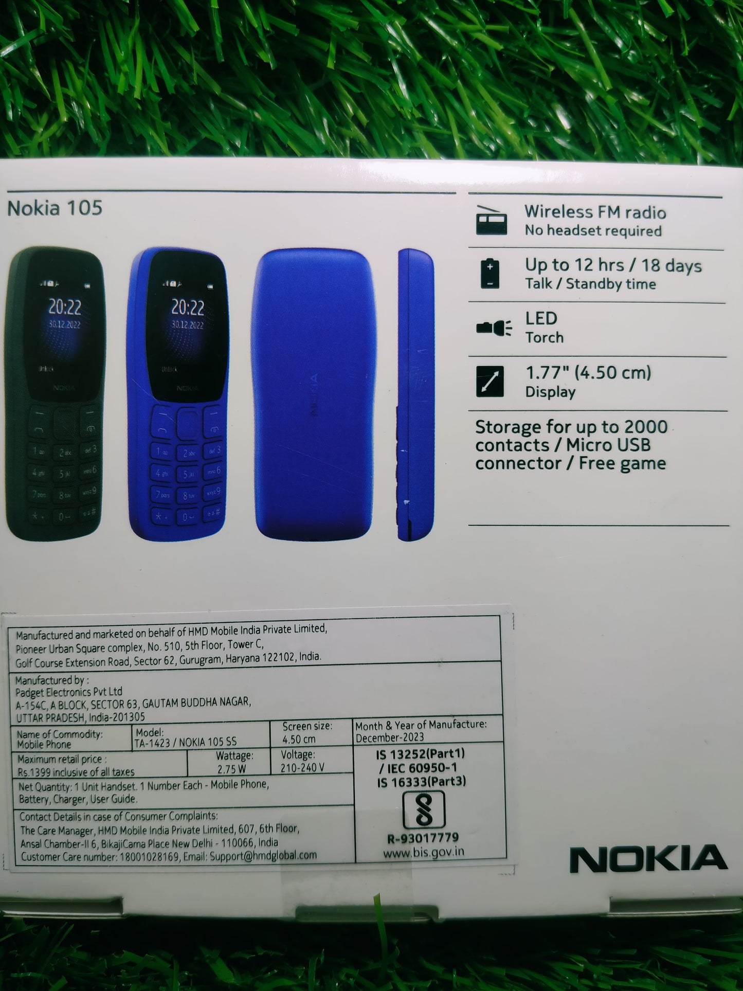 NOKIA 105 classic single sim(with charger) mobile phone