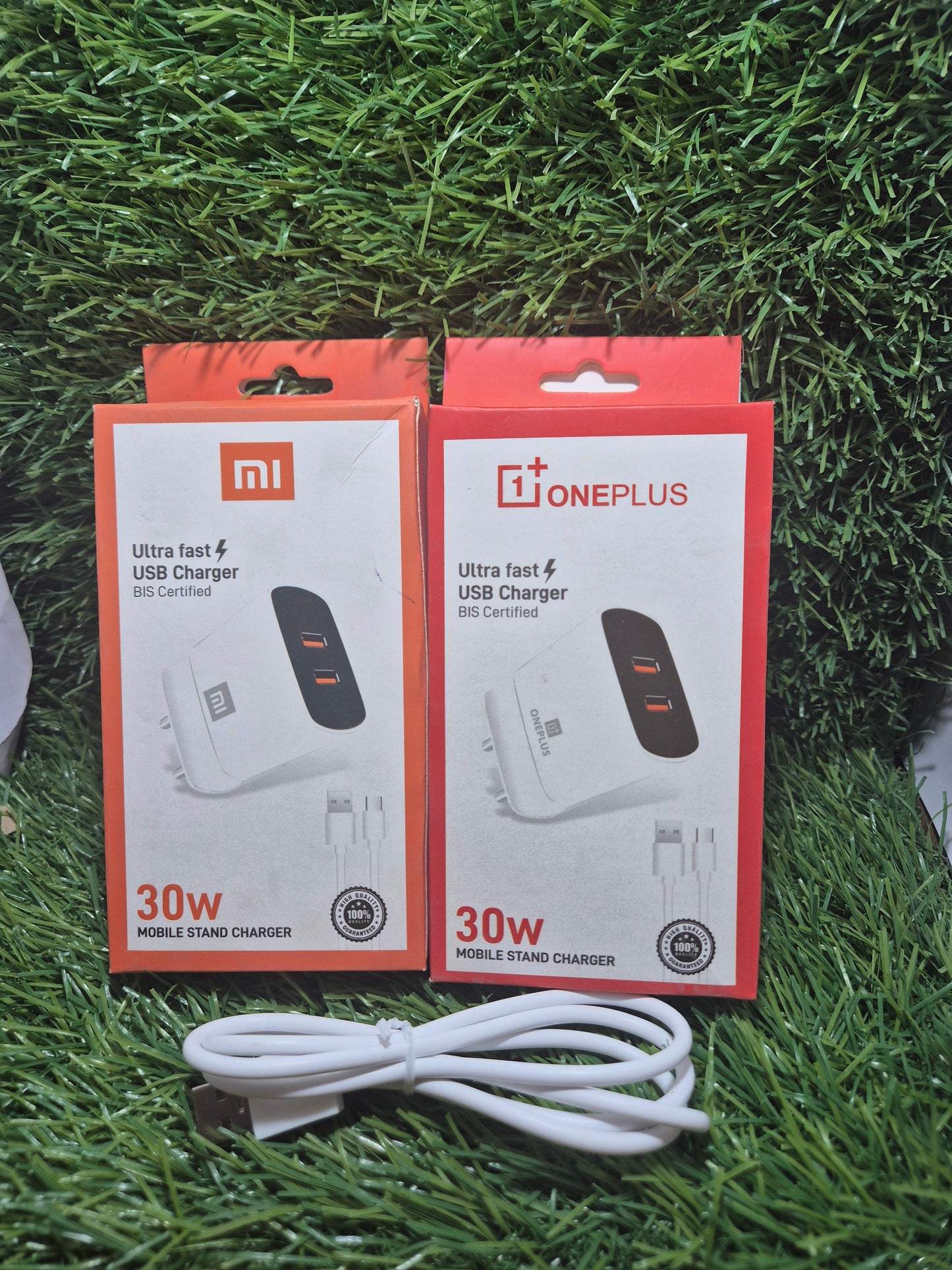 Oppo/ Vivo/ Realme / One+ 33w Doul USB V8 Charger with Cable