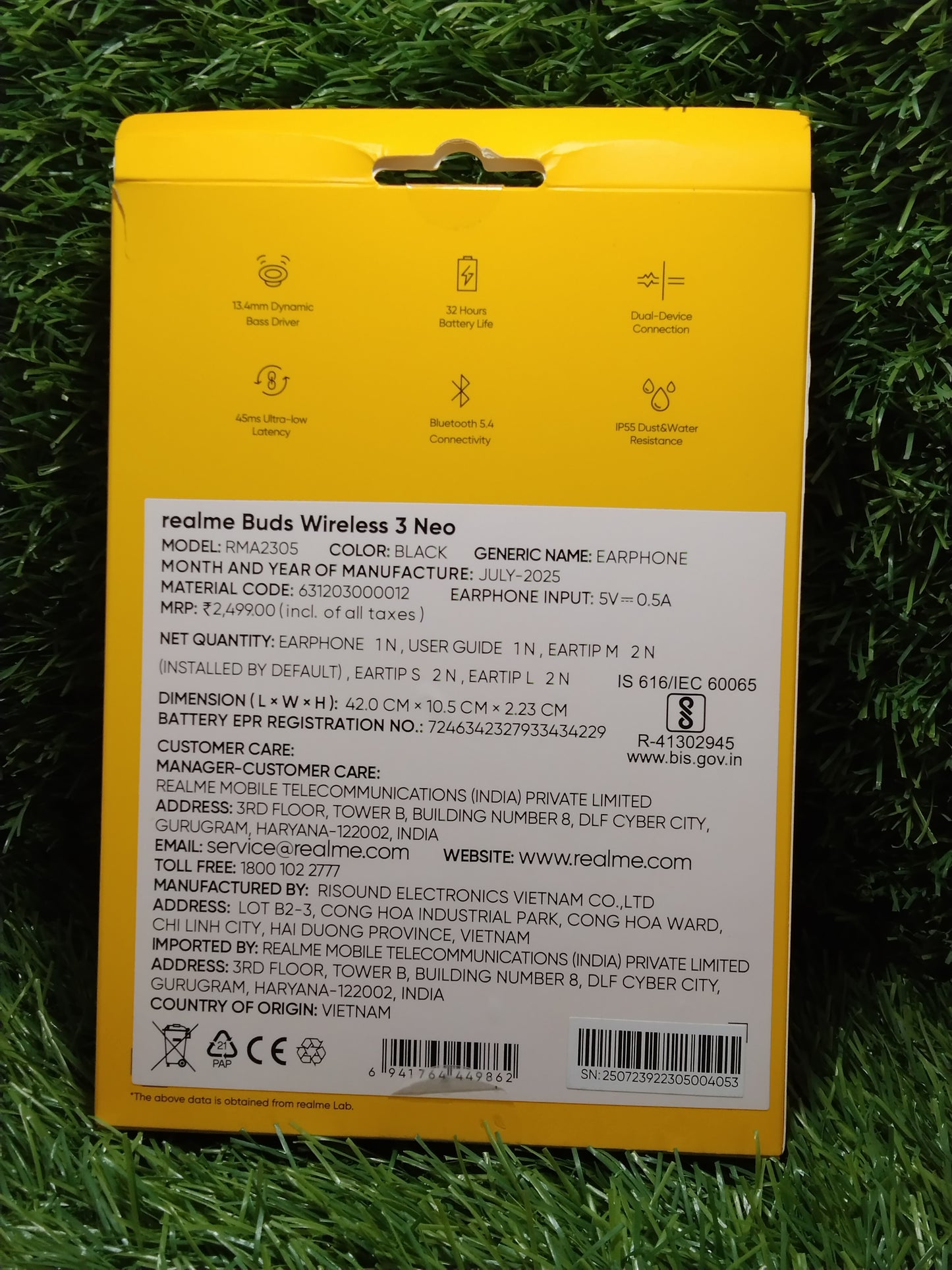 Realme 100% Original Buds Wireless 3 Neo Bluetooth Neckband