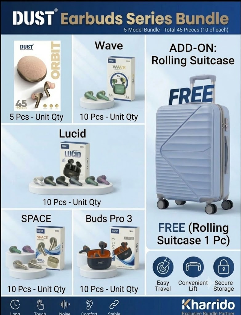 Dust Buds bundle ( (45 pcs Dust Earbuds Get 1 Trolly Free )