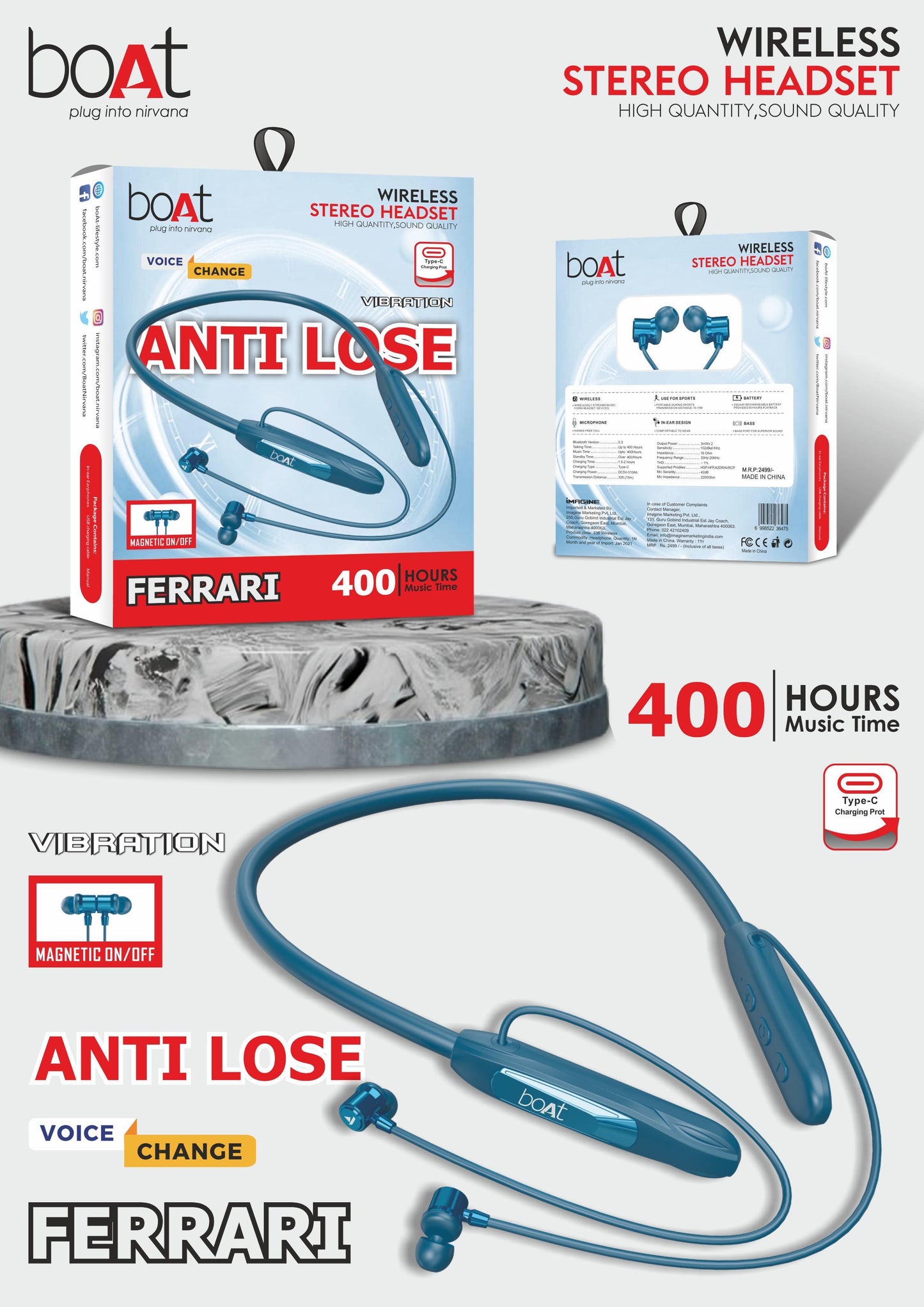 Boat Farari 400 Voice Change Neckband