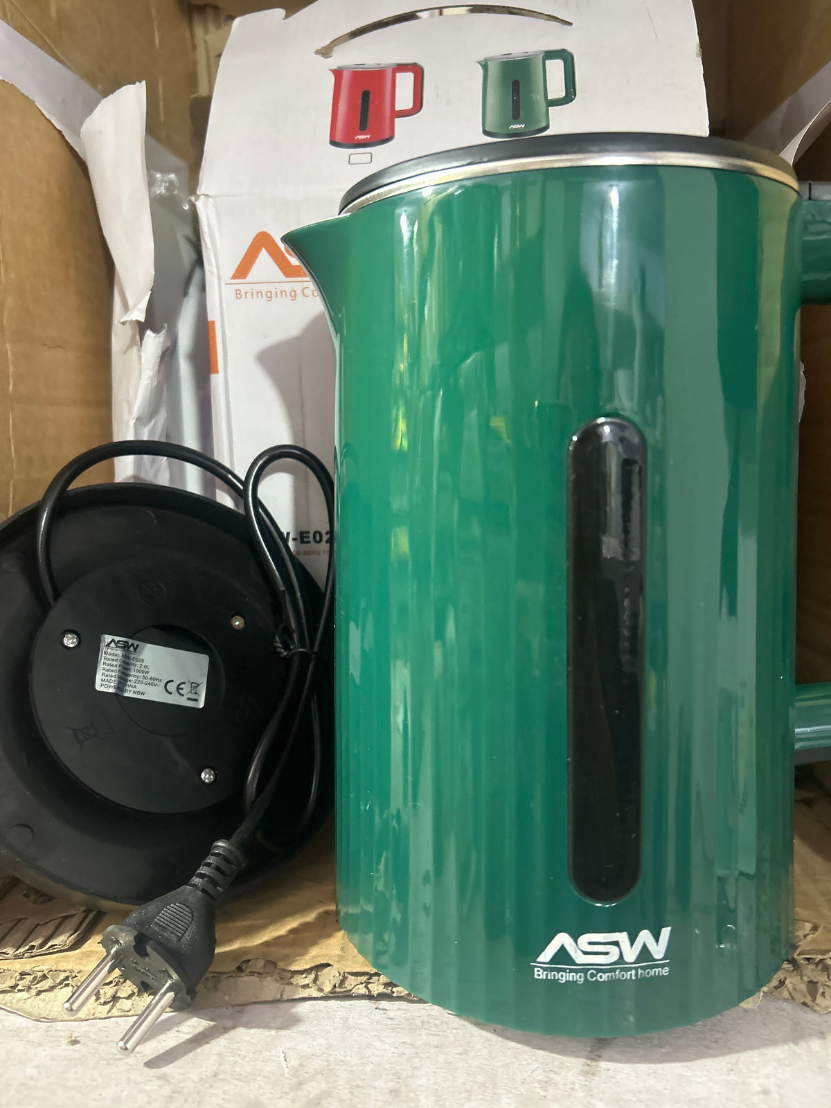 ASW-E029 Electric Kettle 1500W 2.0L Cordless, Stainless Steel Kettle