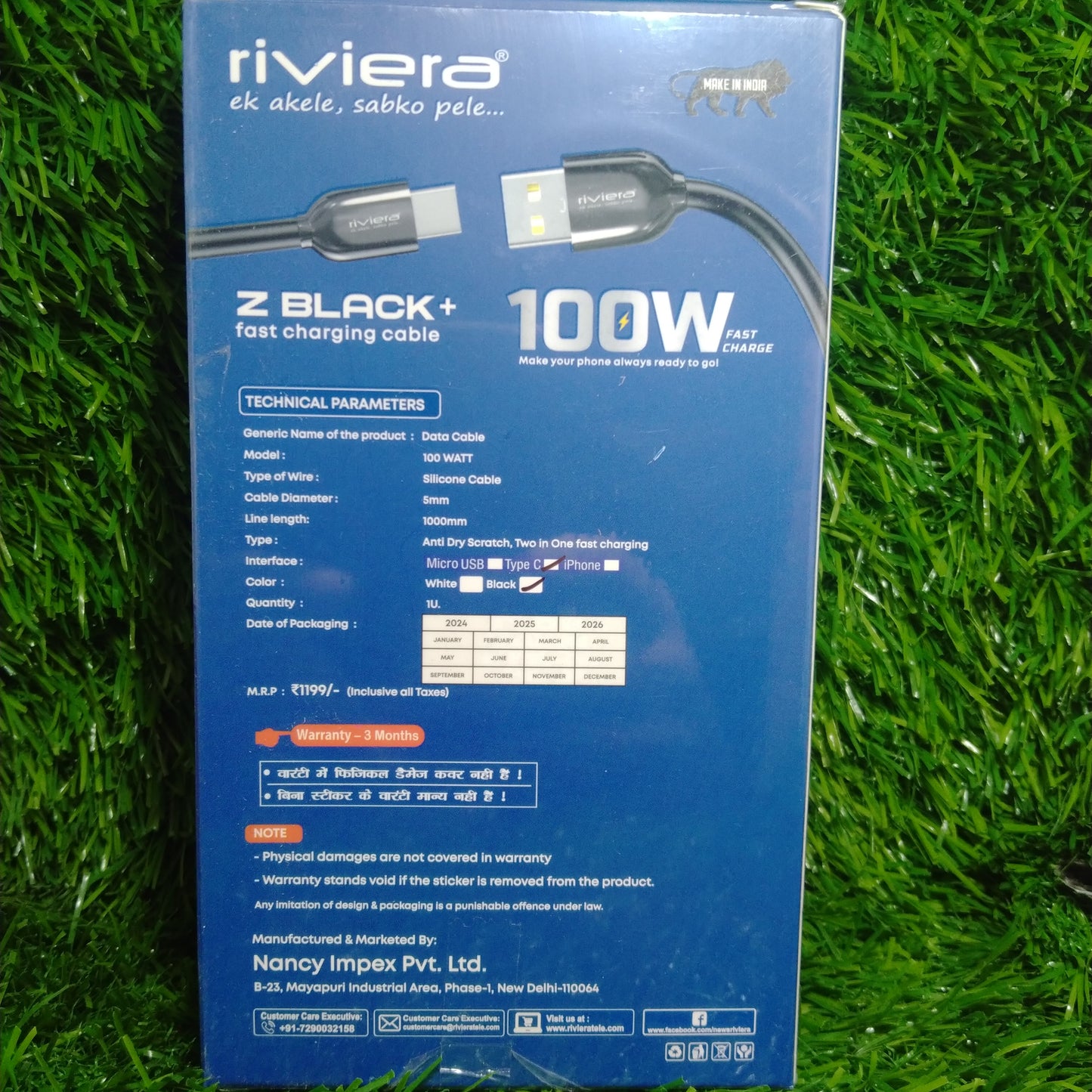 RIVIERA 100W z black type-C cable