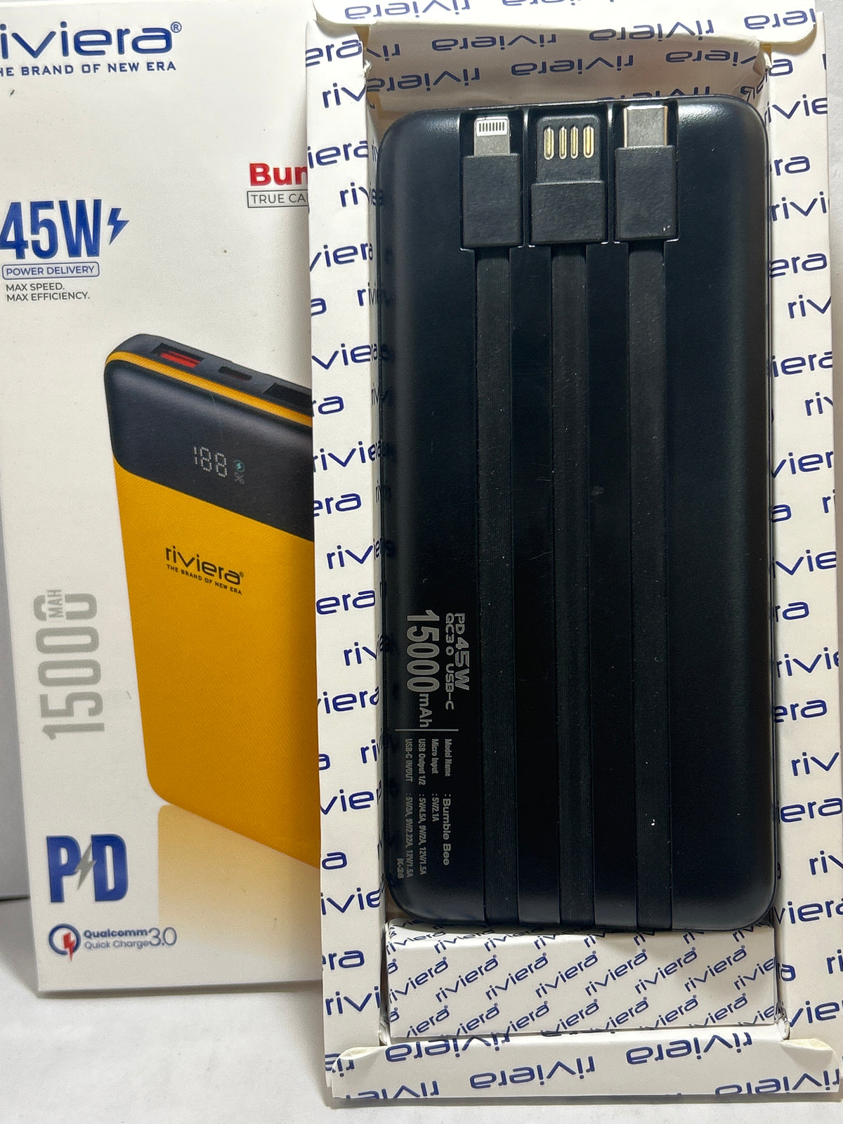 Riviera 45W Bumble Bee 15000Mah Power Bank
