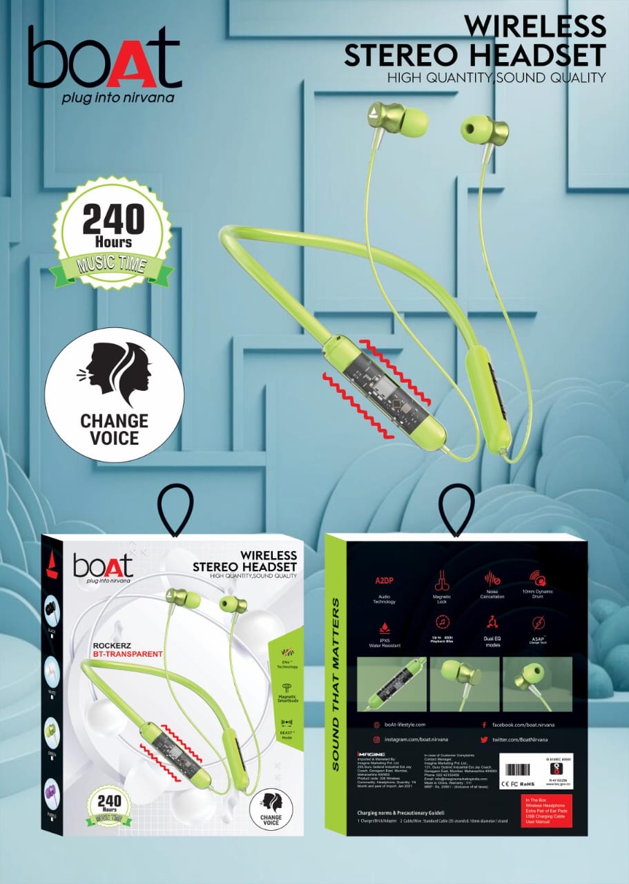 Boat Rockerz  BT-transparent/Neckband