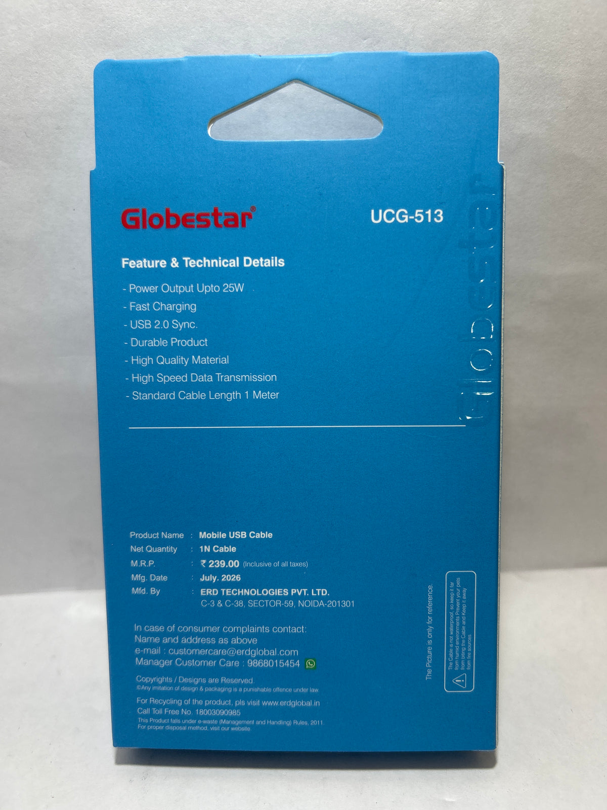 Globstar UCG-513 USB-A TO MICRO DATA PR 25W