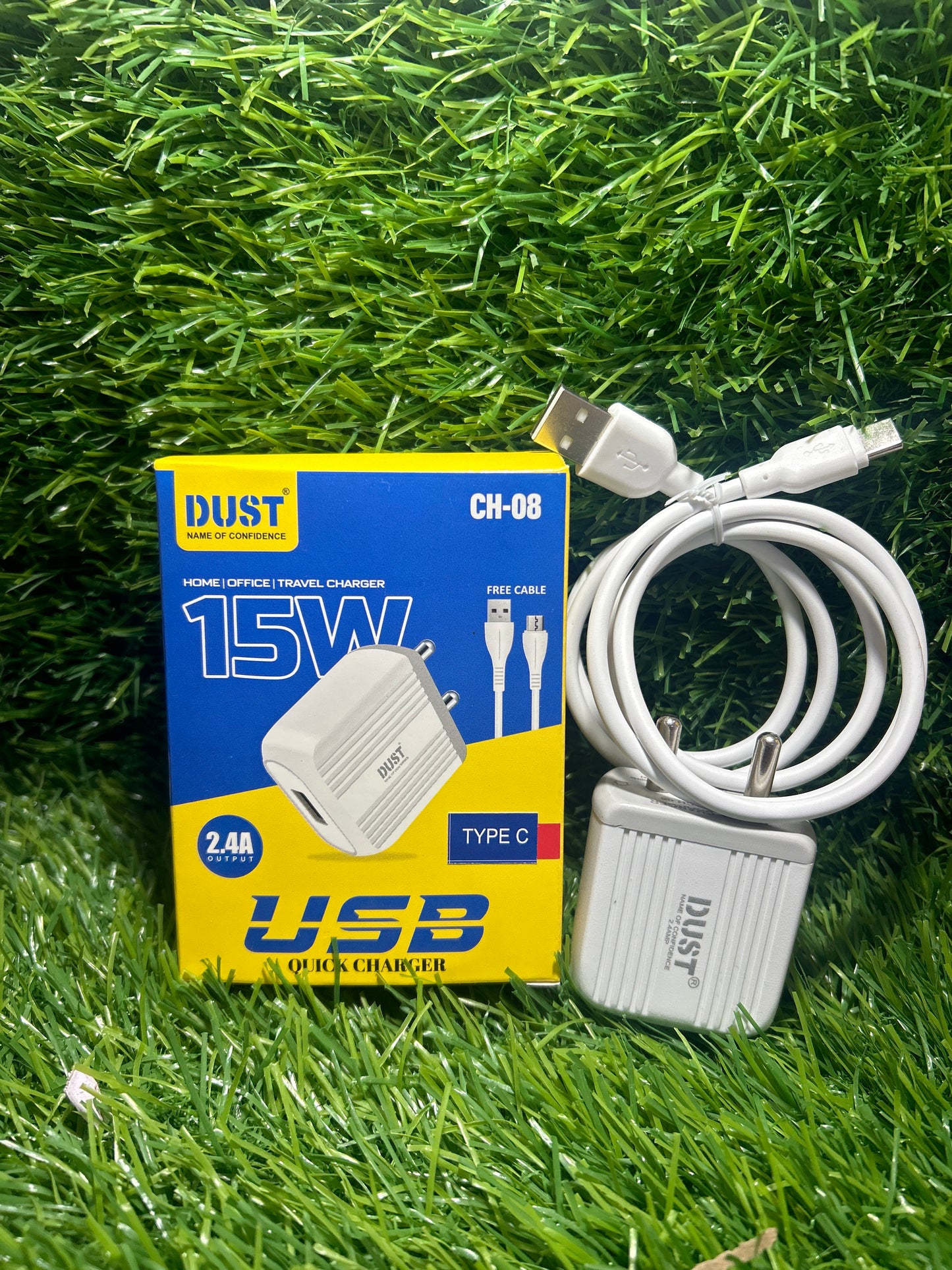 DUST CH-08/15W/2.4A Type C  Single USB Charger with Cable