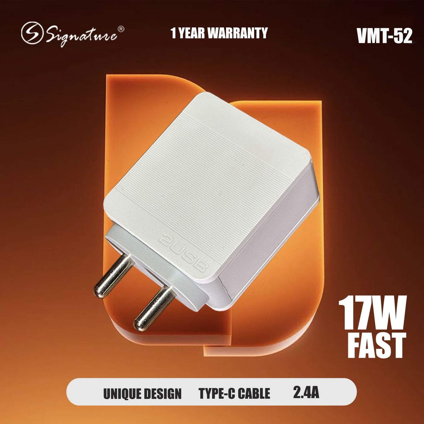 SIGNATURE VMT-52/ 2.4A,dual usb type c charger