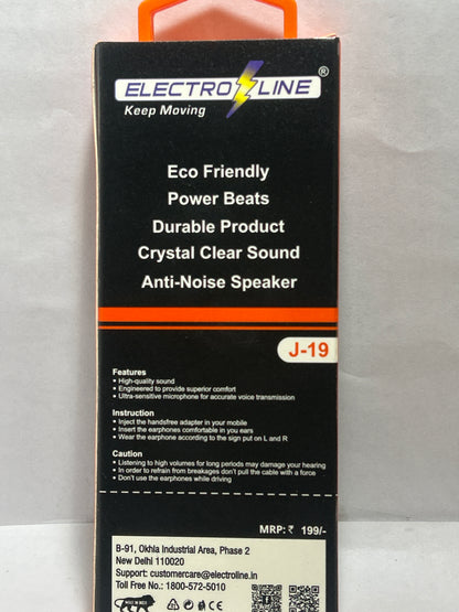 ELECTRO LINE J-19 STEREO HEADSET EARPHONES