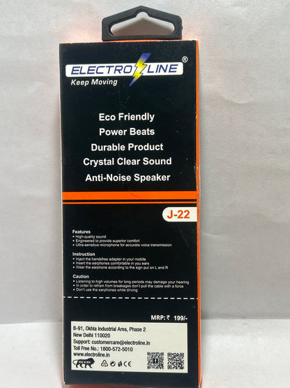 ELECTRO LINE J-22 STEREO HEADSET EARPHONES
