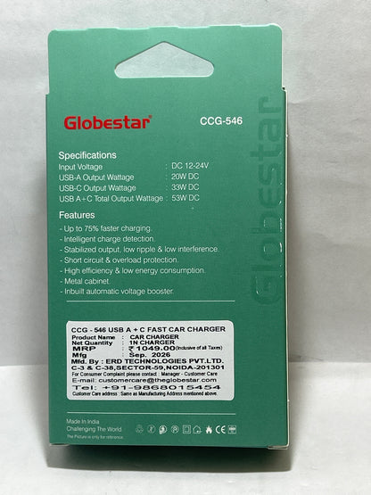 Globstar CCG-546 USB A+C DOCK CHARGER BLK 53W