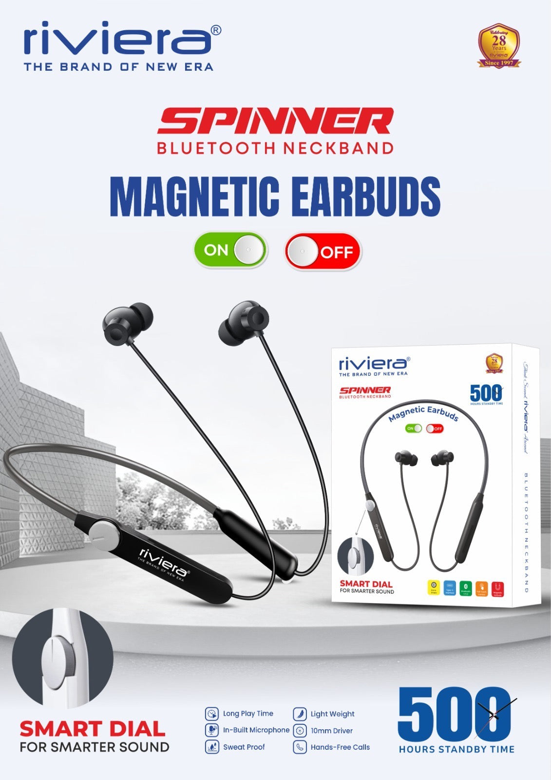 Riviera Spinner/ON/off Magnetic Neckband and volume Cantrol