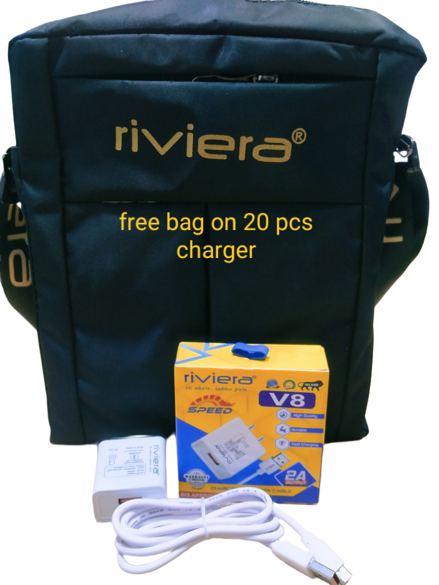 RIVIERA SPEED V8/micro, 2A charger- cross bag free on 20 pcs charger