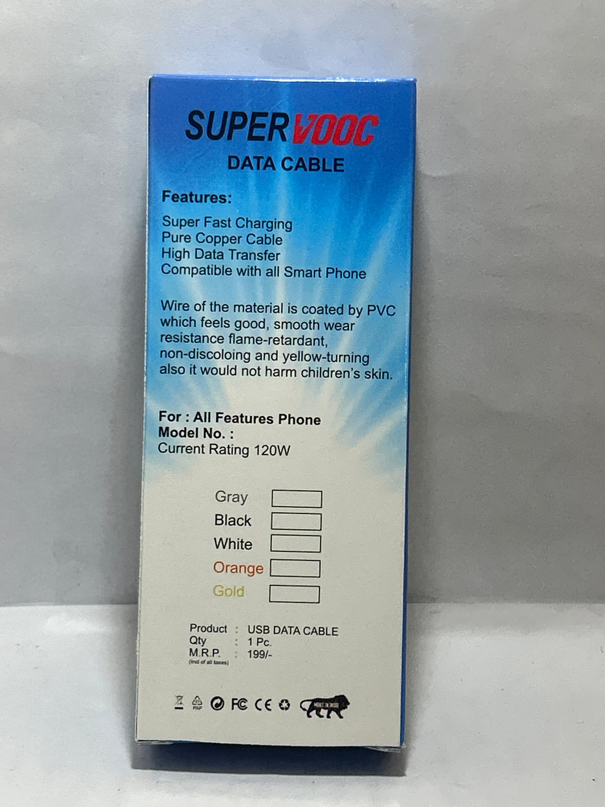 Super VOOC Type C Fast Charging Data Cable