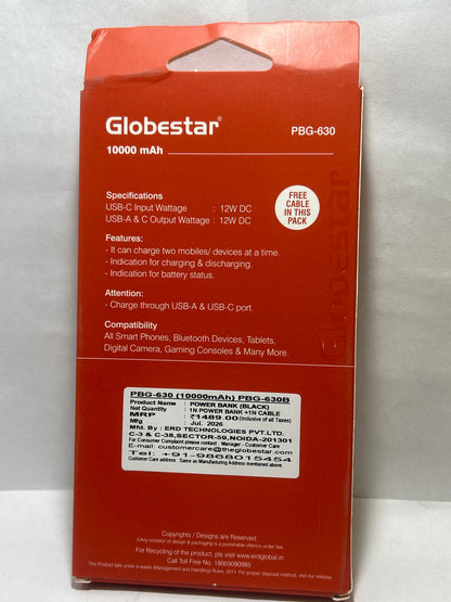Globstar PBG-630 POWER BANK 10000MAH BLACK / White