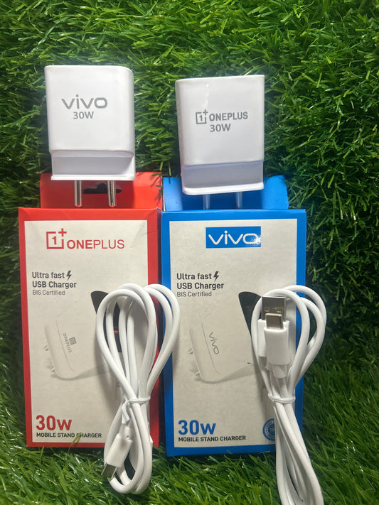 Oppo, Vivo, Mi, One+ 30W/33W Dual USB V8 Mobile stand Charger