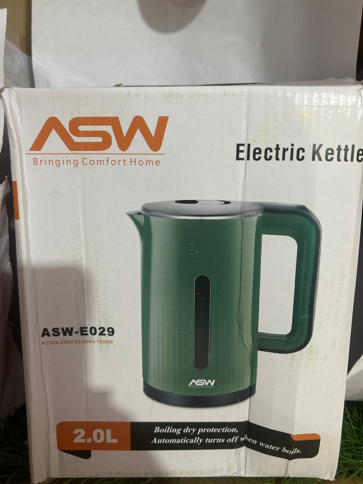 ASW-E029 Electric Kettle 1500W 2.0L Cordless, Stainless Steel Kettle