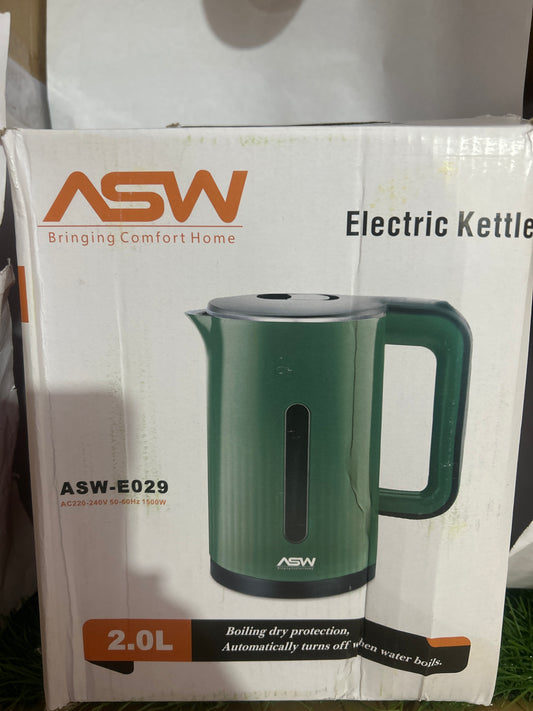 ASW-E029 Electric Kettle 1500W 2.0L Cordless, Stainless Steel Kettle