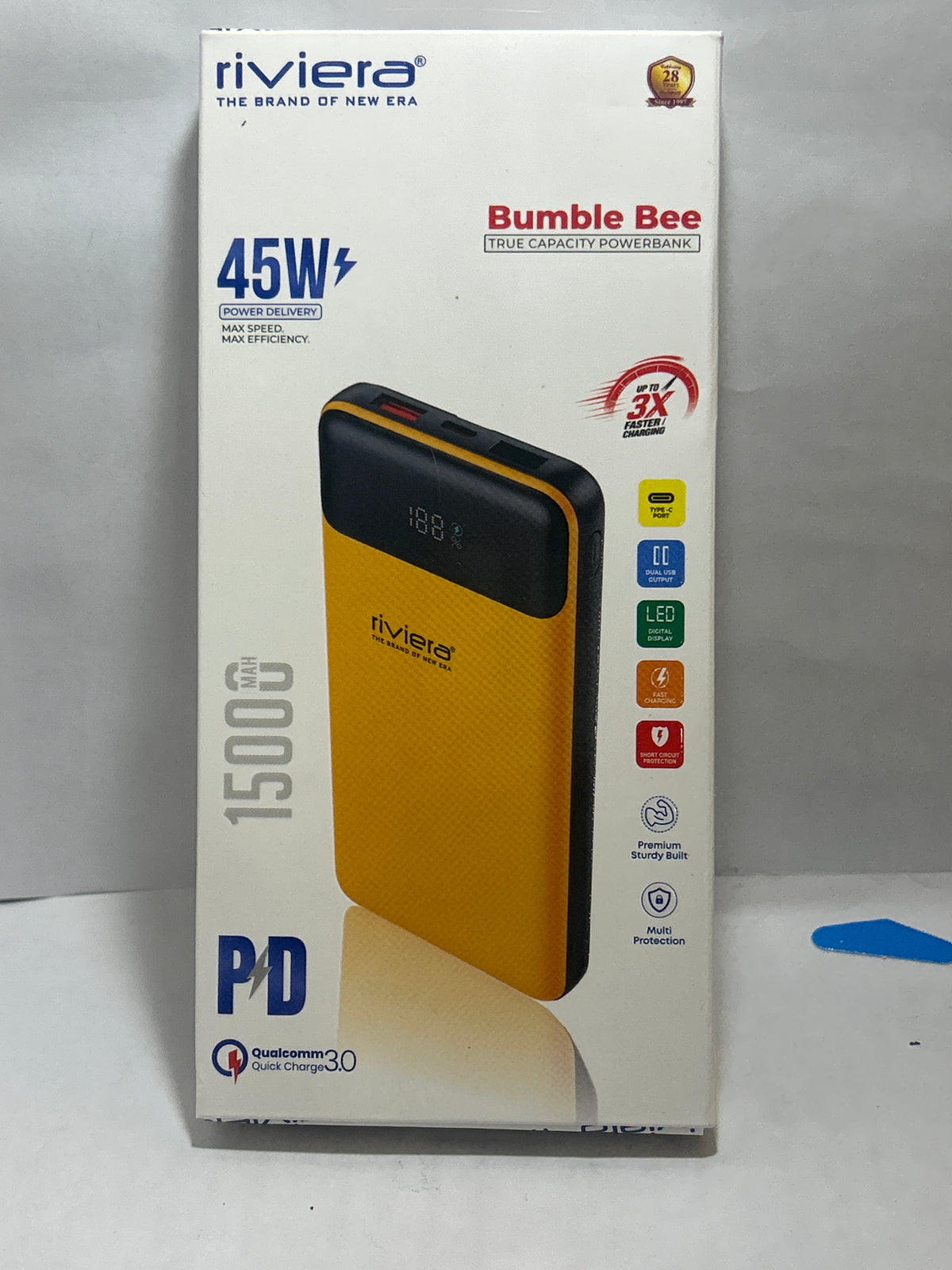 Riviera 45W Bumble Bee 15000Mah Power Bank