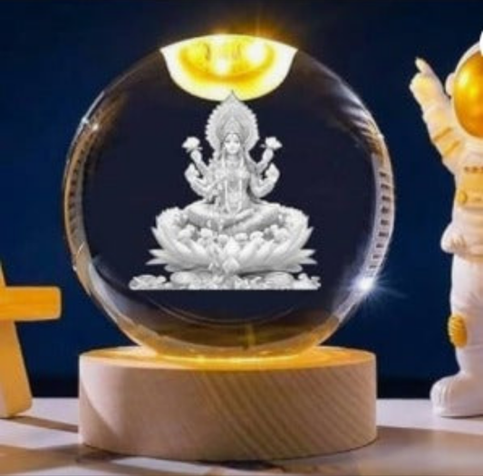Crystal Ball Lamp Laxmi ji & ganesh ji
