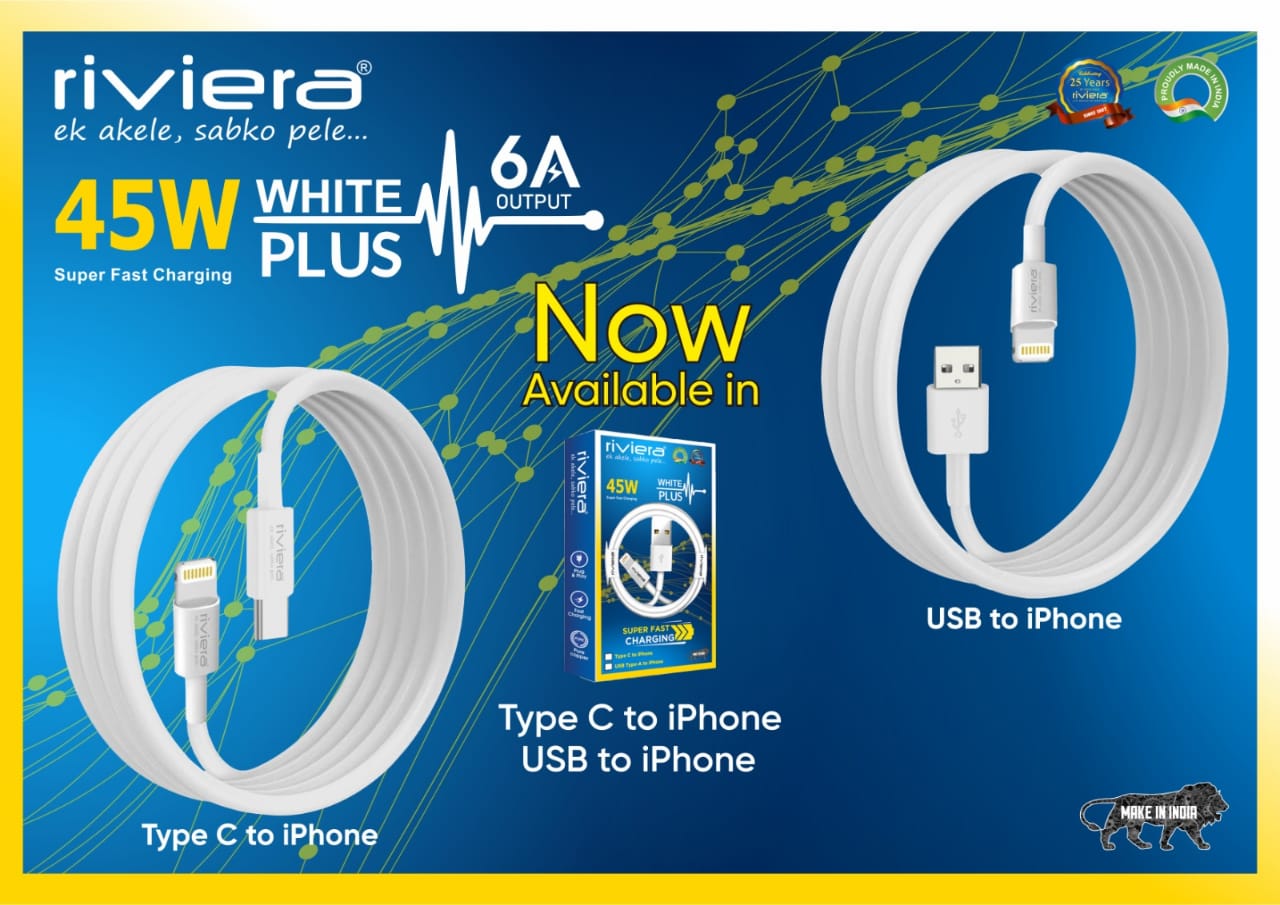 Riviera White Plus 45W/TypeC to iPhone Cable