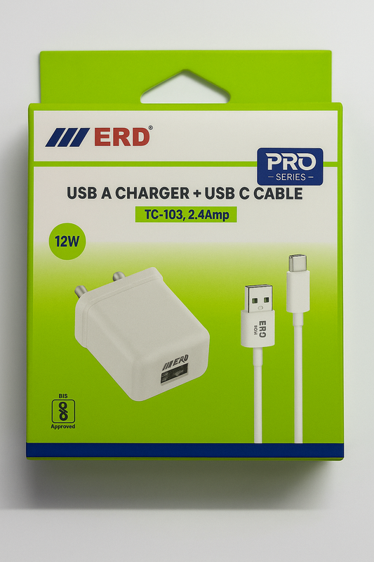 ERD TC- 103,2.4Amp, With 12W Type C Cable