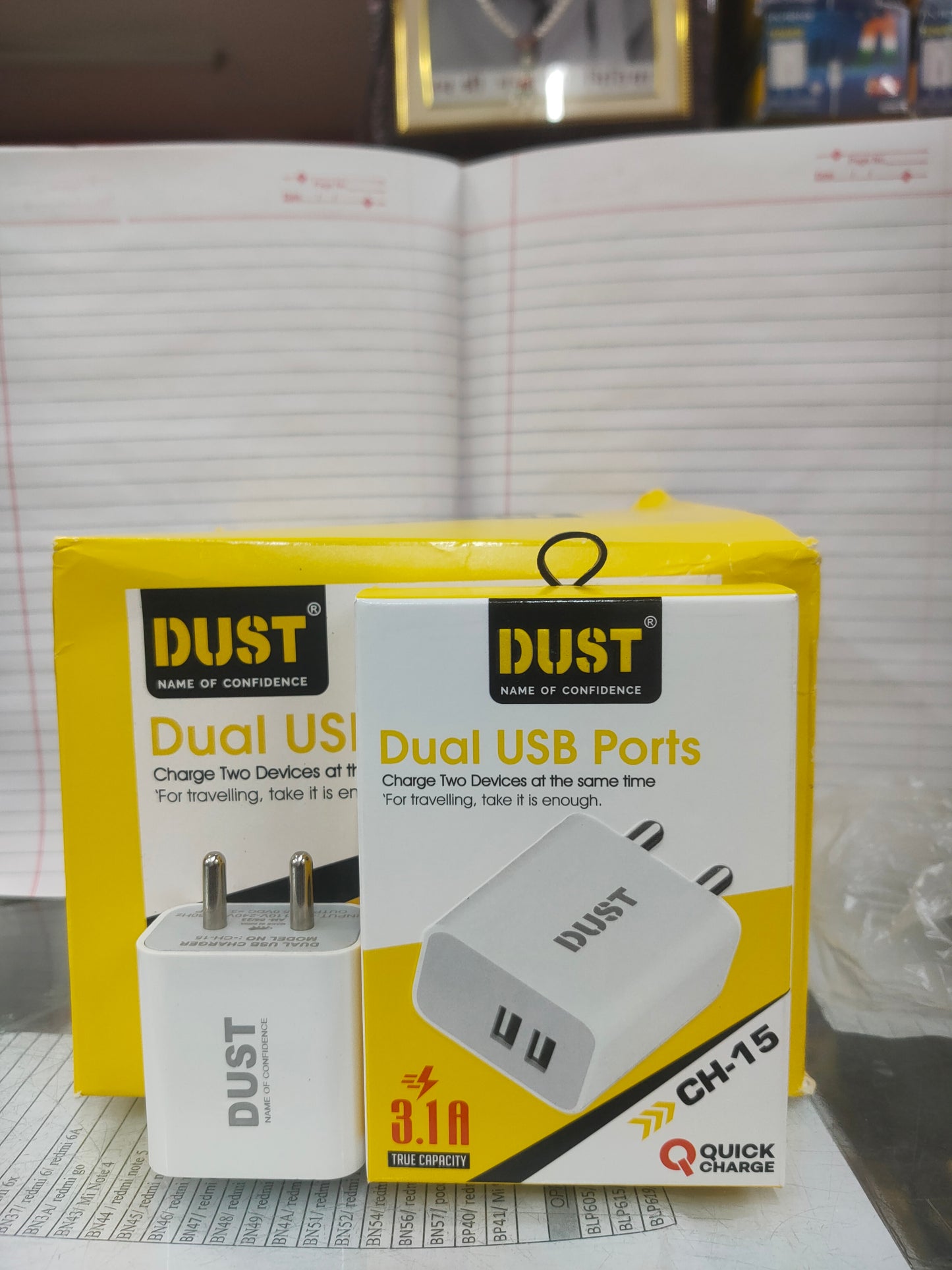 Dust CH-15/3.1A Doul USB Charger,1 thermos bottle free on 10 piece purchase