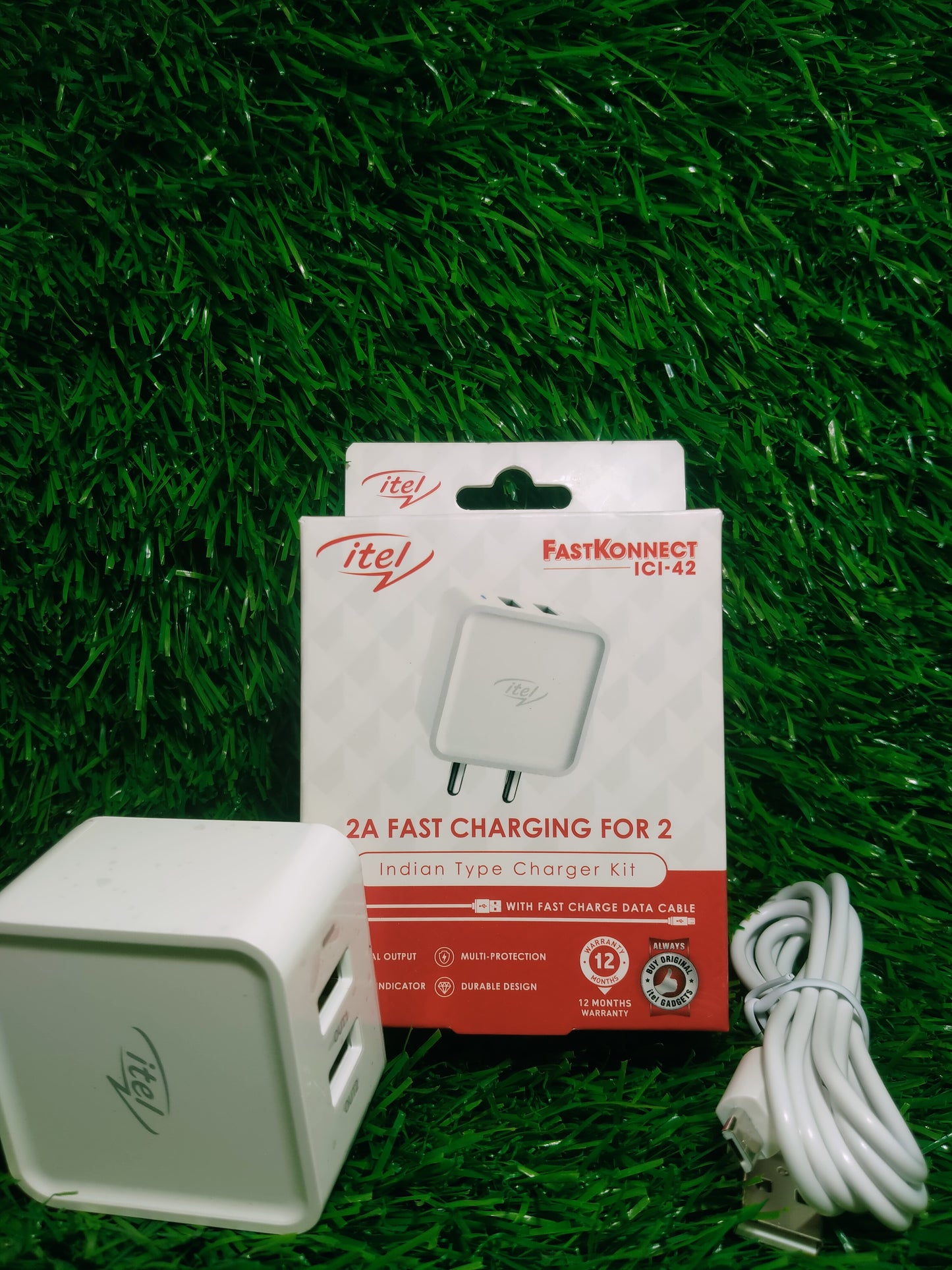 itel ici-42 dual usb charger,microusb cable, 2A