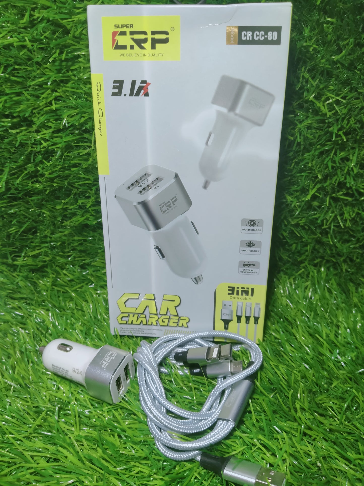 CRP CR CC-80 CAR CHARGER, WITH 3in1 data cable