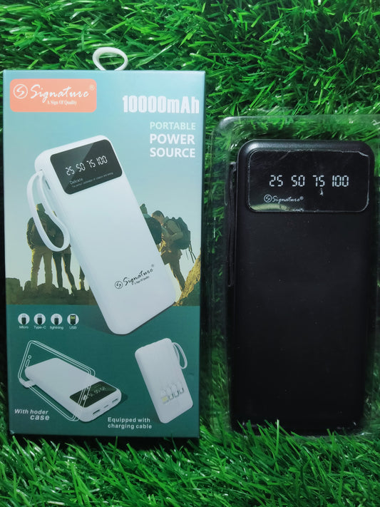 SIGNATURE powerbank 10kmAh,with mobile stand multi charging cable