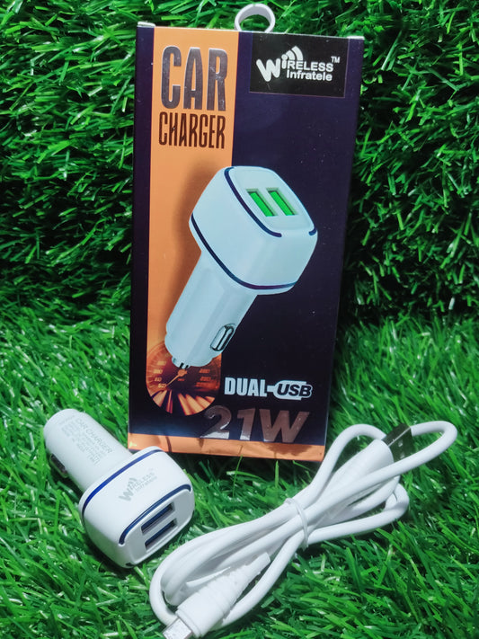 21W dual usb charger with V8 cable