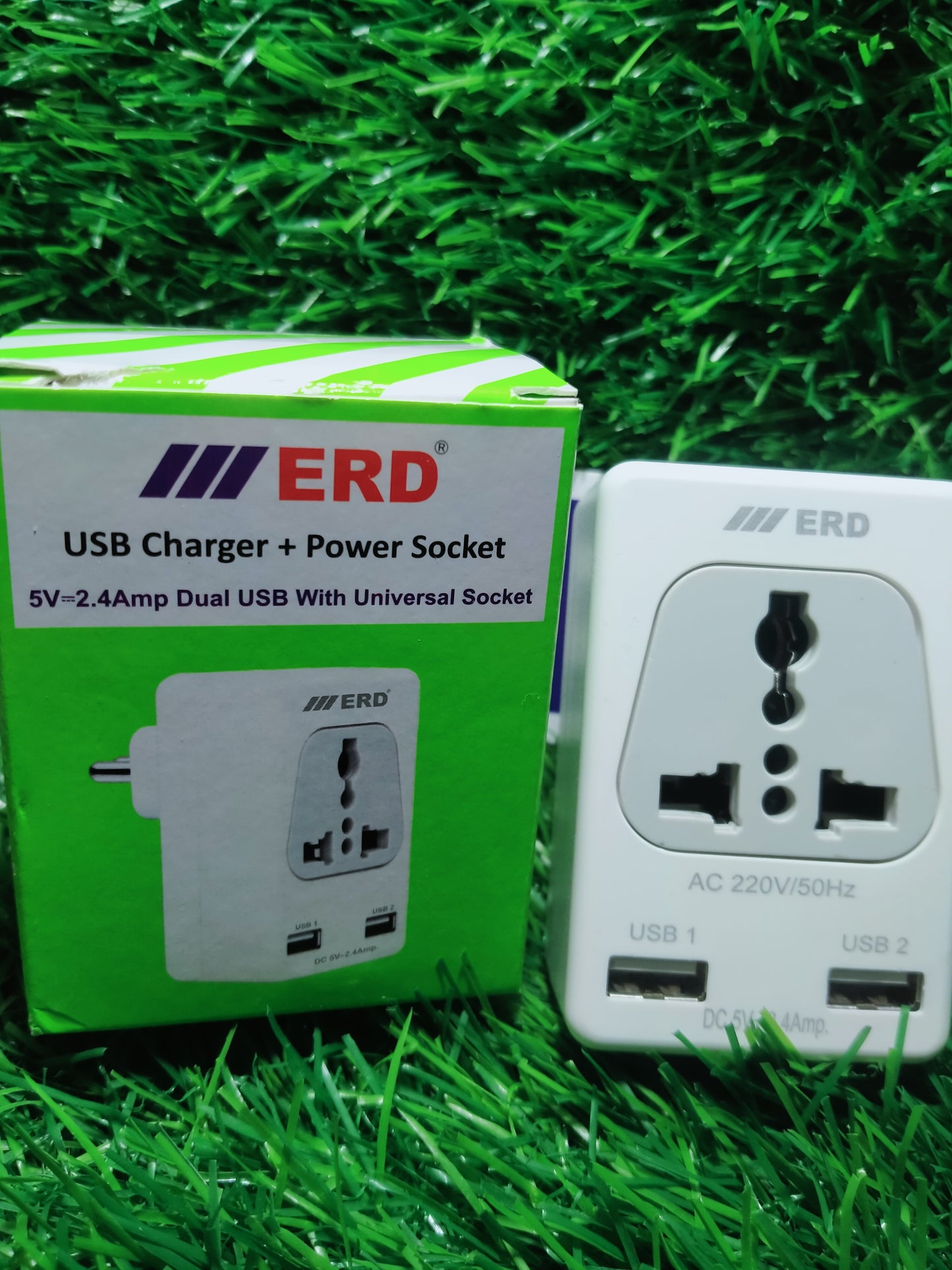 ERD EB-12 l,2.4A DUAL USB charger + power socket