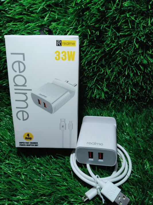 REALME 33W, 4A dual usb Micro usb/ V8,mobile stand charger