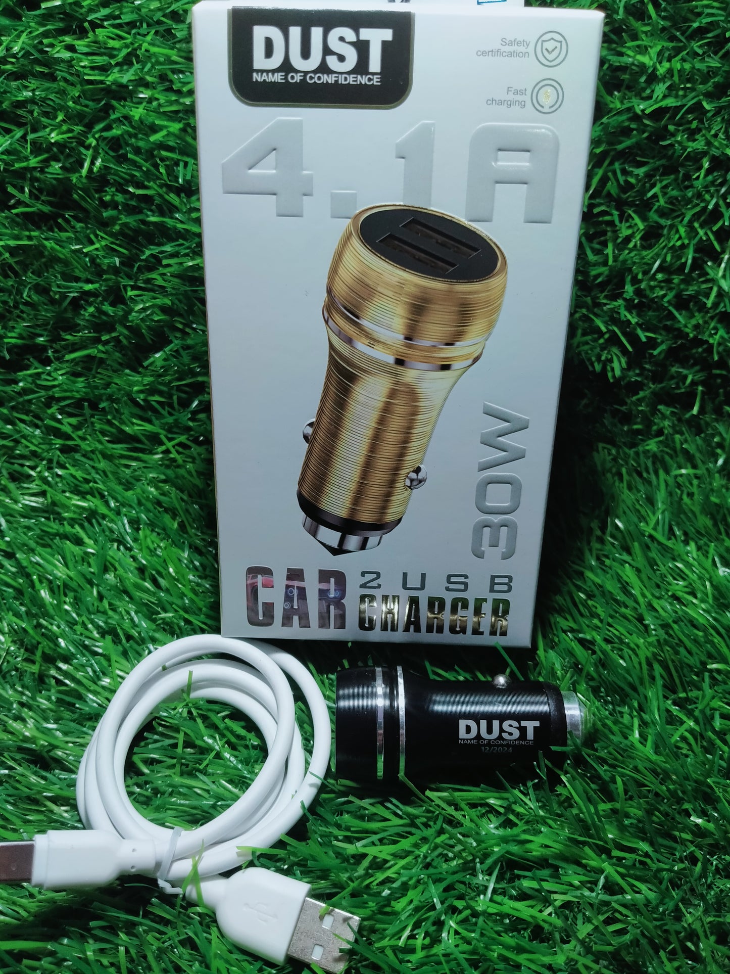 DUST 30W, 4.1A TYPE C DUAL USB-A Car Charger