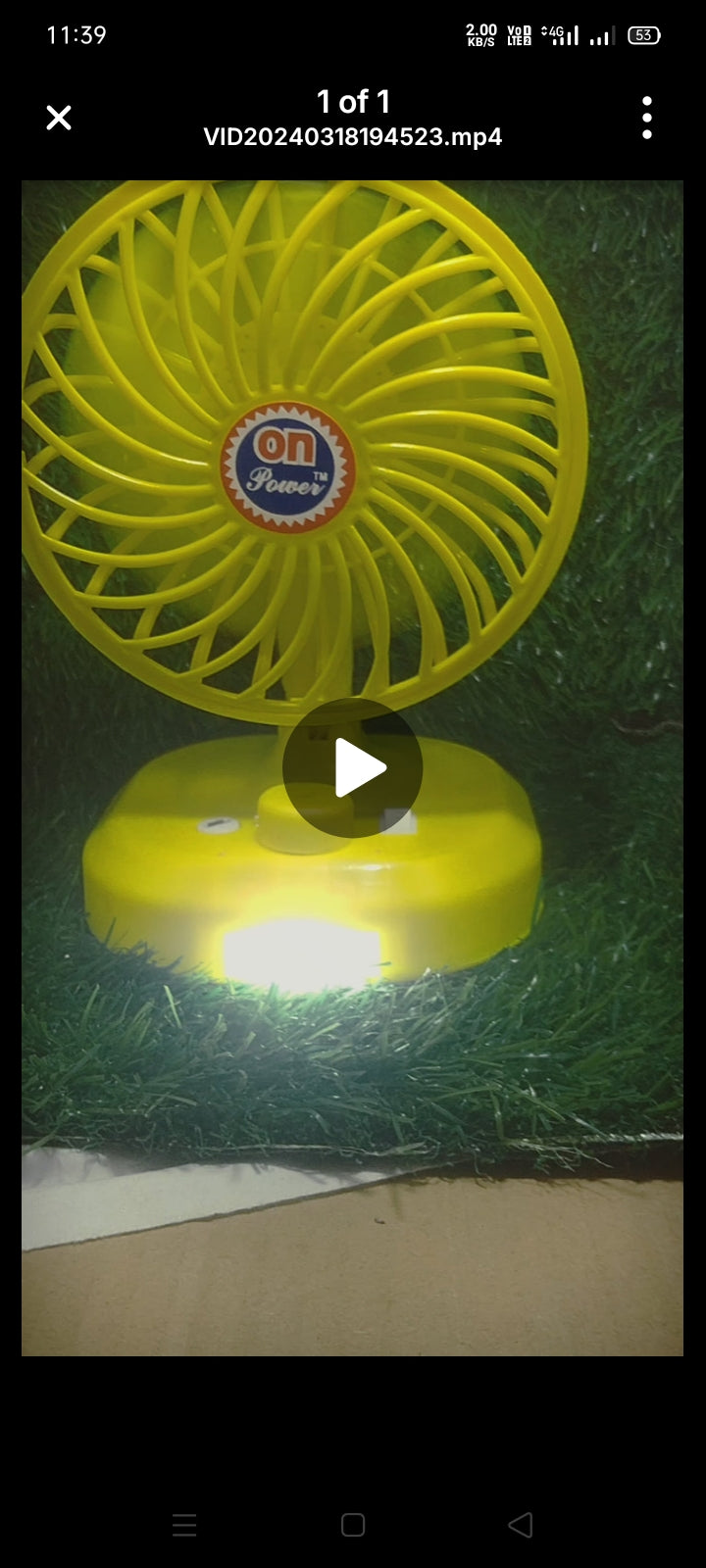 fan( ON power) with led light