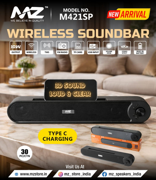 MZ M421 3D Sound, Loud & clear Soundbar Speaker