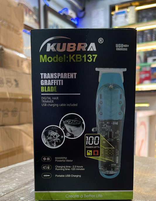 TRANSSPARENT kubra KB137 Rechargeable Fully Waterproof Salon Trimmer